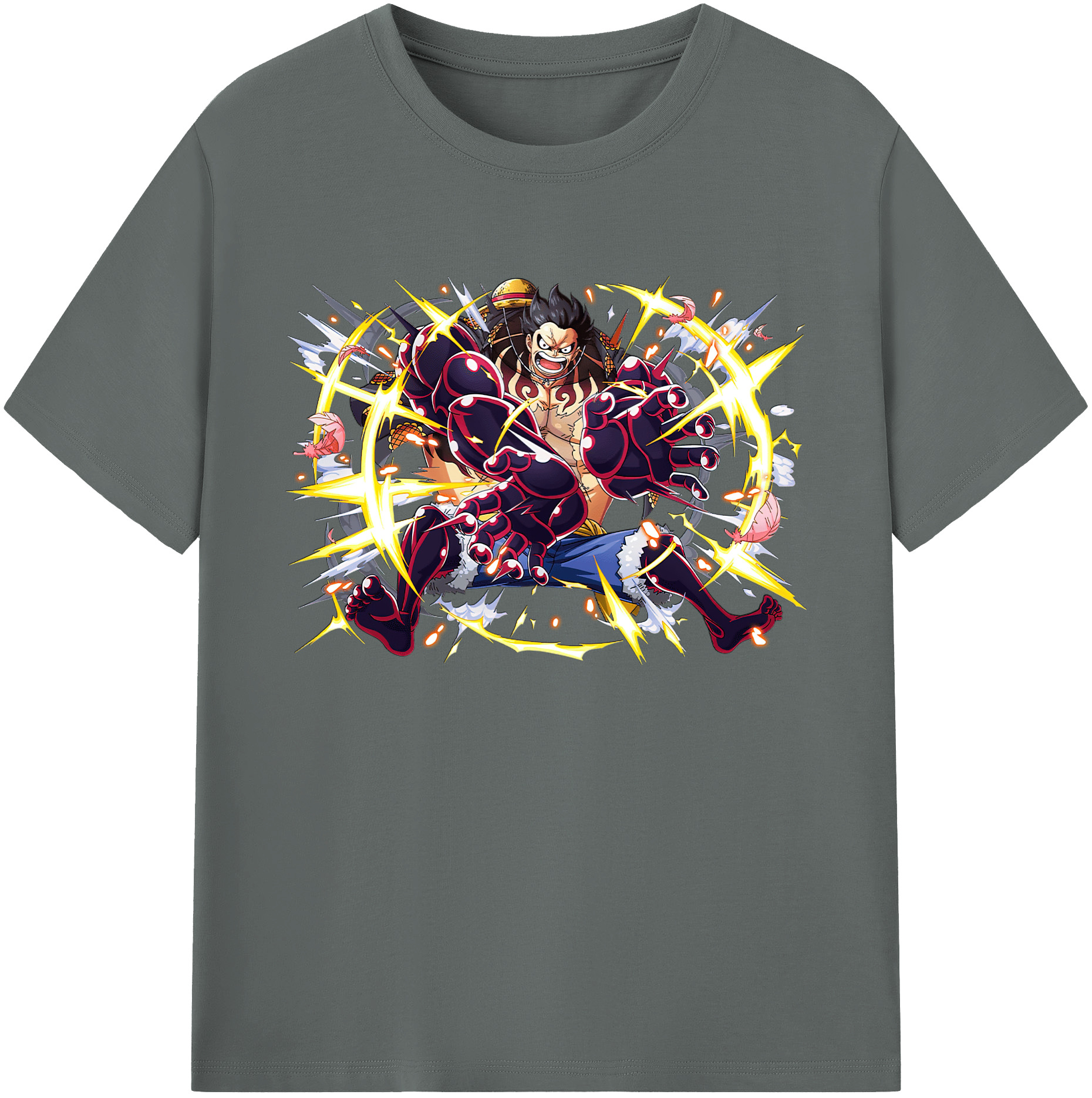 ワンピース モンキー・D・ルフィ ONE PIECE Monkey D. Luffy 綿100％ メンズ半袖Tシャツ｜肌触りやわらか＆通気性